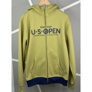 Rare Vintage Burton Bonded Full Zip US Open Fleece Lined Hoodie Men’s S Green